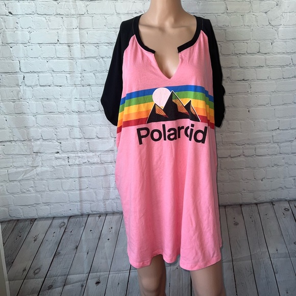 Polaroid Tops - Polaroid Pink & Black Rainbow shirt size 4X